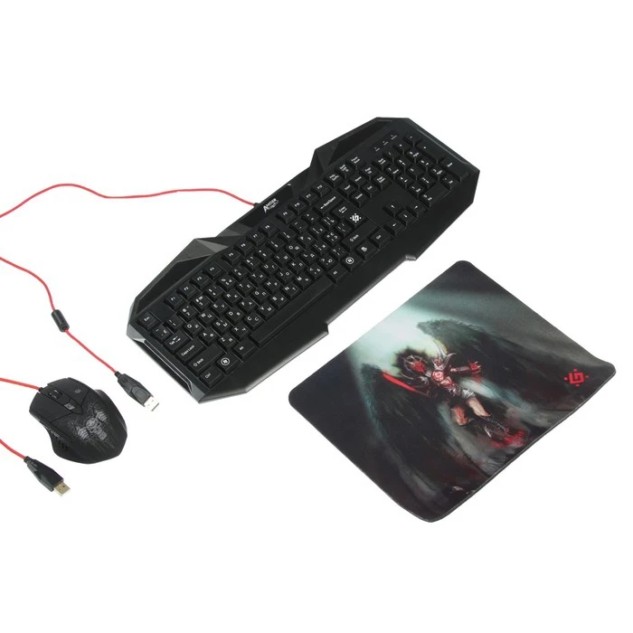 Игровой набор Defender Anger MKP 019 RU клавиатура+мышь+коврик проводной черный