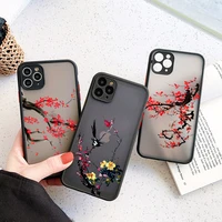 ink plum flower painting phone case for iphone 11 pro max se 2020 matte phone case cover for iphone x xs xr 6s 12 13 mini pro