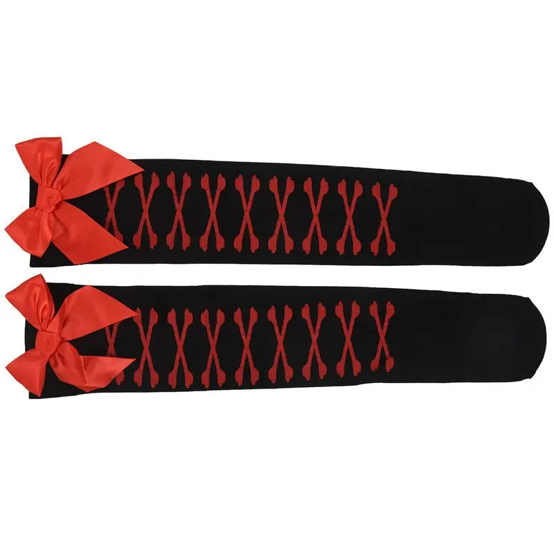 Сексуальные женские носки с бантиком выше колена длинные кружевные чулки