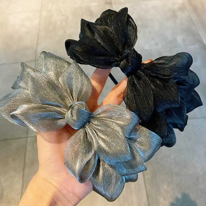 Черная кружевная заколка для волос с супер бантом женские корейские аксессуары в