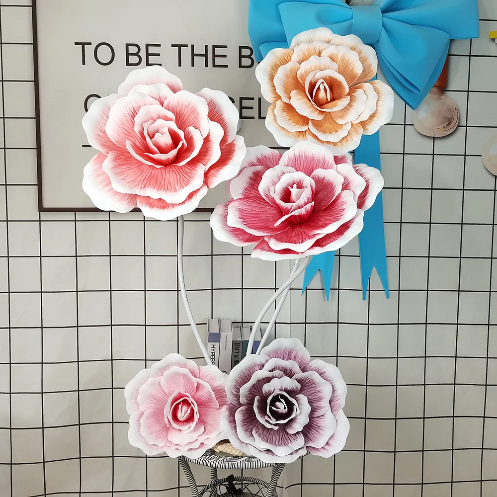 

Artificial PE Flower Rose Decoration Wedding Backdrop Decoration Road Lead Large Flower Head Mall Window Layout Fake Flowers