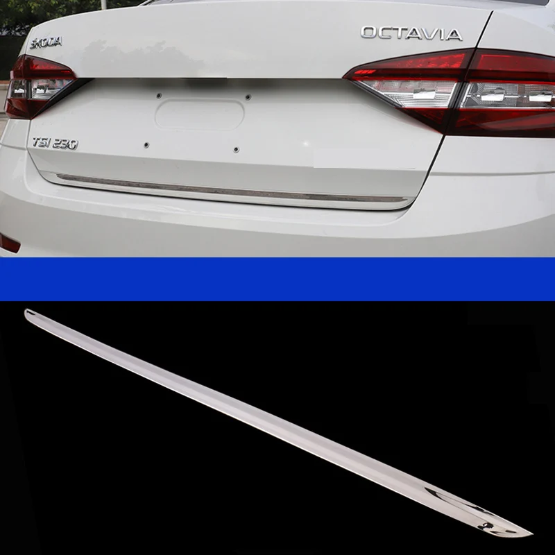 trunk lower trims Lsrtw2017 Нержавеющая сталь Передняя решетка автомобиля задний бампер багажника планки для Skoda Octavia a7 аксессуары - Название цвета: trunk lower trims