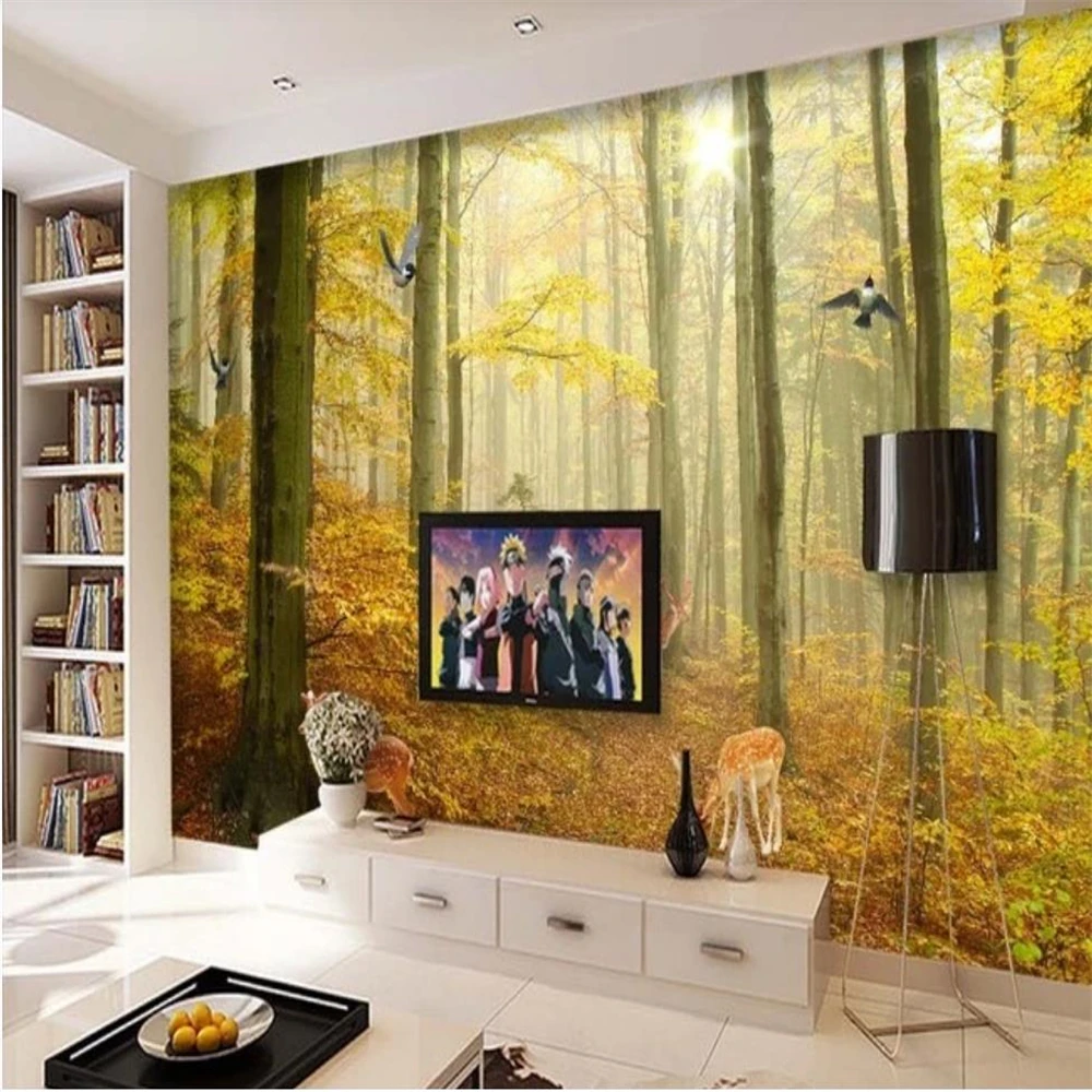 Современный простой лесной пейзаж лес обои фоновая стена 3d | Строительство и