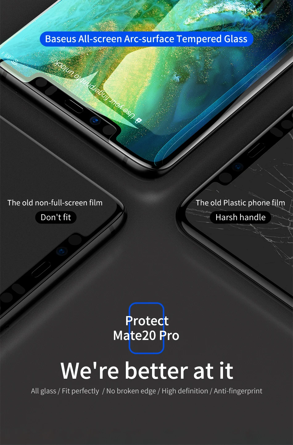 Защитное стекло Baseus для huawei mate 20 20 Pro, защитная 3D поверхность, полное покрытие, закаленное стекло для huawei mate 20