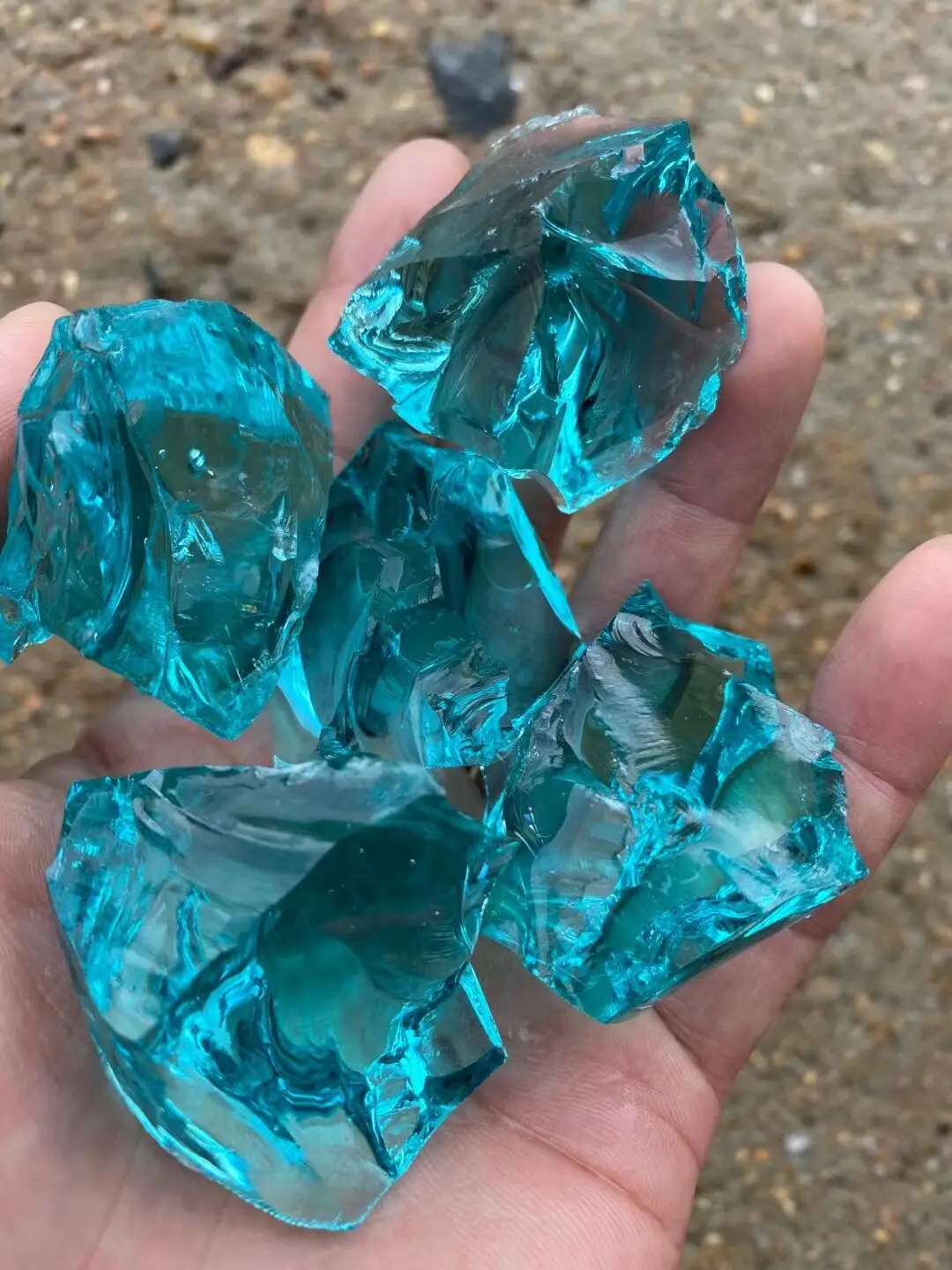 Прозрачное море искусственный камень светильник лый синий глазурь кристалл