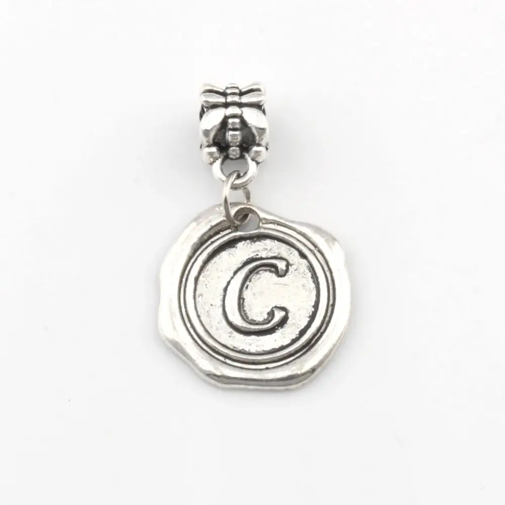 

48pcs Zinc Alloy Metal Single Side Letter Mix Alphabet Dangle Bead For European Charm Bracelets DIY Accessories 18x30.5mm