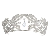 cubic zirconia wedding bridal leaves princess tiara crown diadem women hair jewelry accessories ch10333