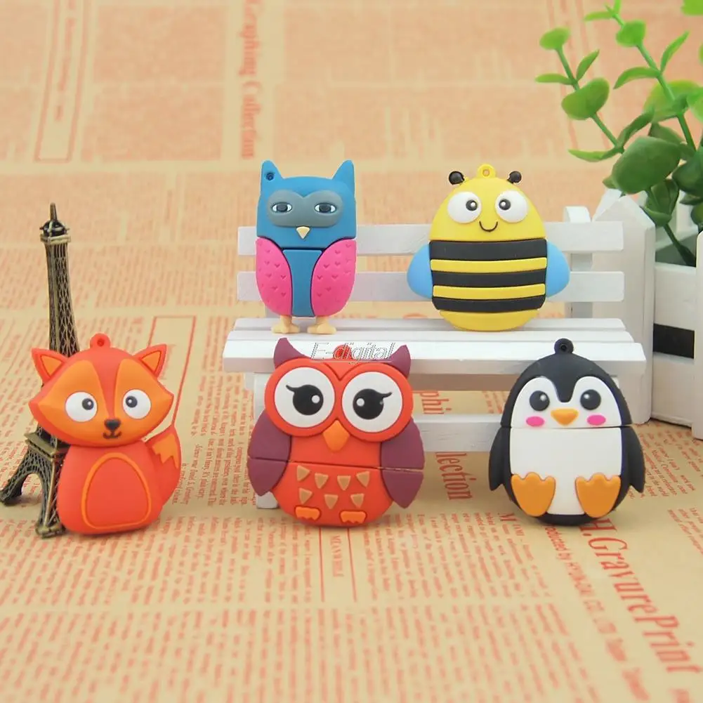 Милый пингвин лиса флеш-накопитель с мультяшным рисунком usb 64 ГБ 32 u-диск