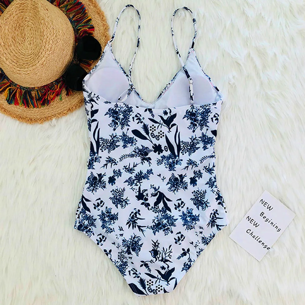 

Fashion New summer Womens Monokini Swimwear Bikini Beach Bathing Suit Padded ladies High waist wire free print Beachwear set50**