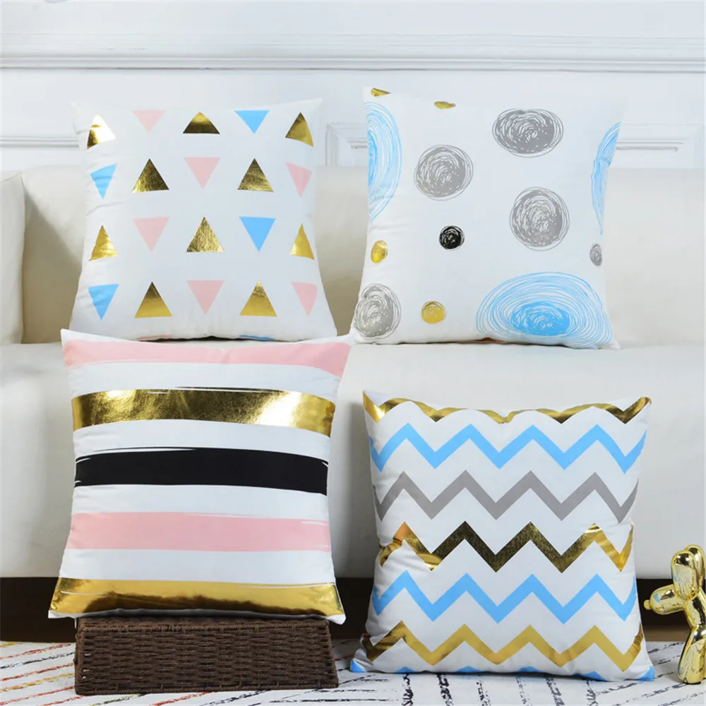 Подушка геометрической формы 45x45 синяя декоративная диванная подушка для дивана