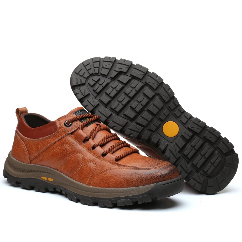 Высококачественные мужские кожаные кроссовки модные удобные походные туфли для