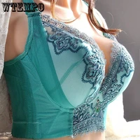 44 46 c d e plus size underwear bras push up bra for women lace embroidery floral sexy gathered bralette wireless brassiere new