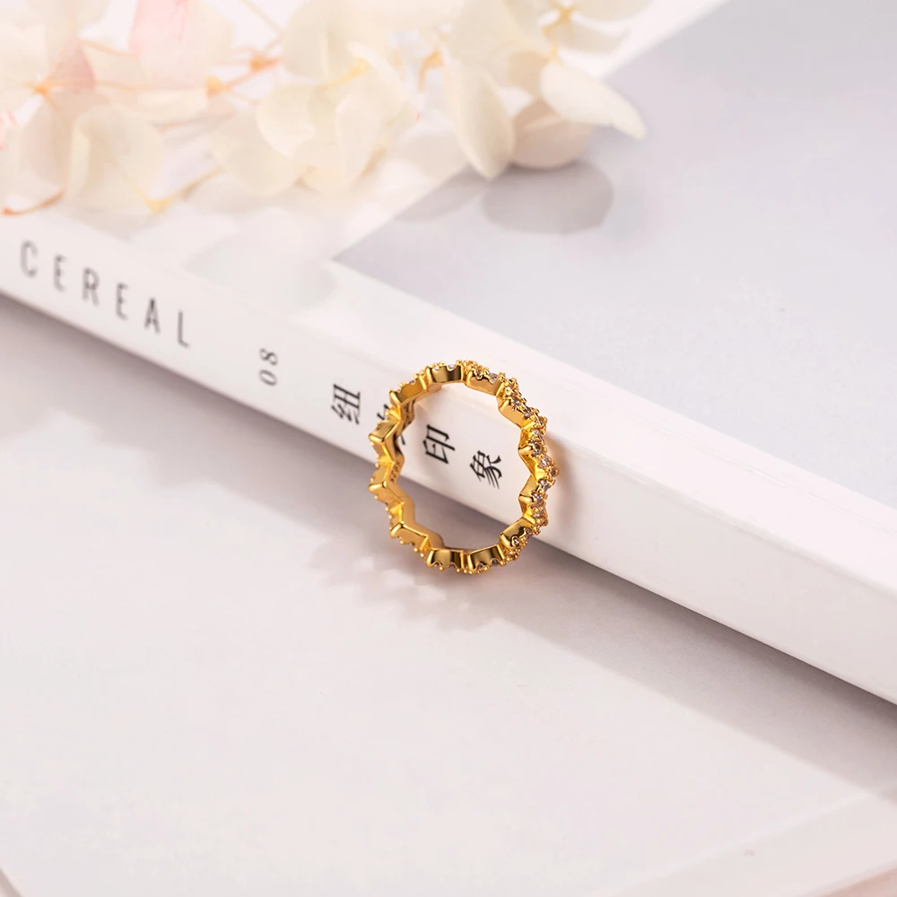 Простой 4 цвета волнистые линии для женщин 925 серебро CZ камни обручальные