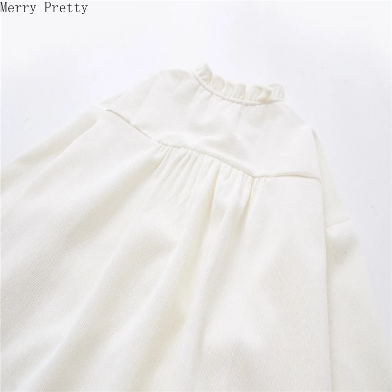 

Women Ruffles Blouse And Tops 2020 Spring Casual Long Sleeve Stand Collar Solid Cotton Shirt Female Loose Blouses Merry Pretty