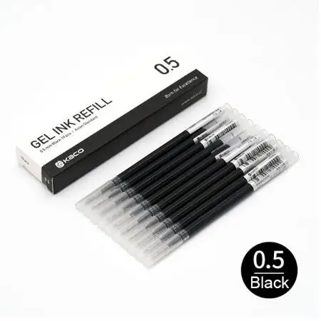 only 10pcs black ink Новые гелевые ручки Xiaomi Mijia, 10 шт., без колпачка, 0,5 мм, цилиндрическая ручка, черная ручка, белая, гладкая, швейцарская, заправка MiKuni, японские чернила, черные - Цвет: only 10pcs black ink
