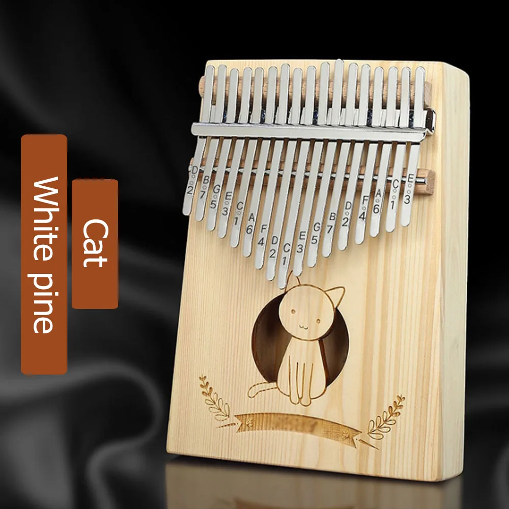 17-клавишным Kalimba игрушечное пианино finger фортепиано музыкальный инструмент в африканском стиле однотонные сосна с сердцем персикового цвета с книги для изучения для тюнинга - Цвет: Cat 1