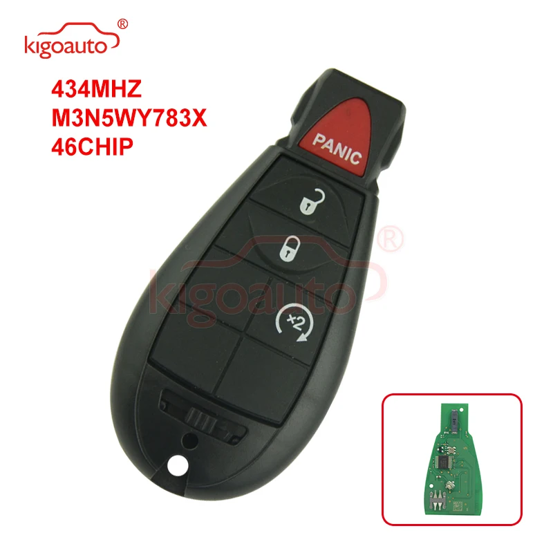 

Kigoauto #1 ключ для фобика M3N5WY783X 4 кнопки 434 МГц для Chrysler 300 Dodge Challenger, зарядное устройство для командира Jeep Commander