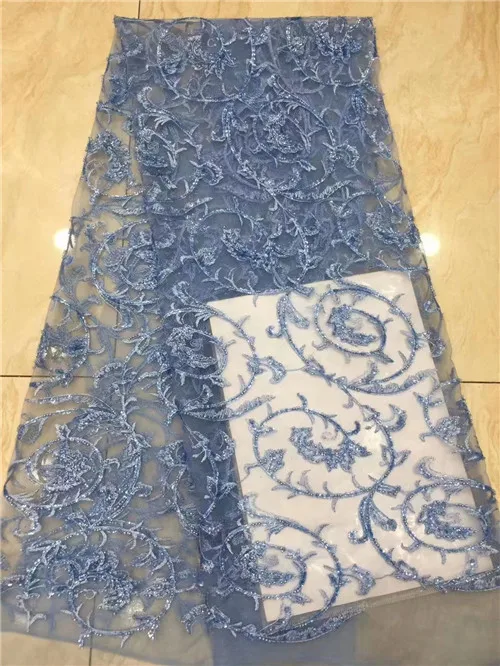 

5yards Newcoming african net tulle lace fabric with beads tube good quality african french lace for women party dress DPSE022