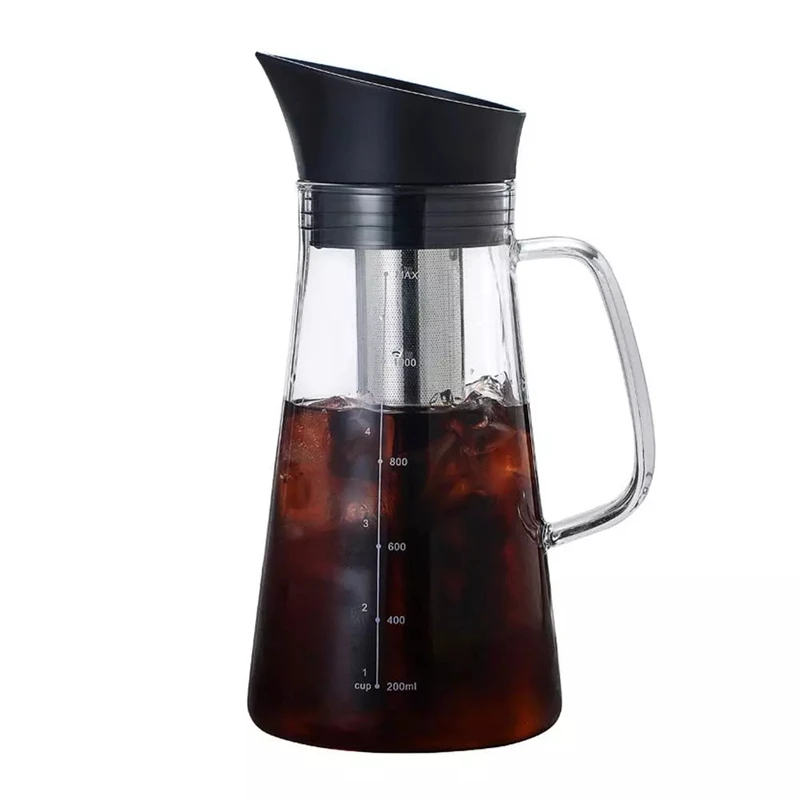 

New Glass Coffee Maker Hot & Cold Dual-Function Coffee Maker Cold Extract Ice Brewed Water Bottle Non-Rust Filter Coffee Pot