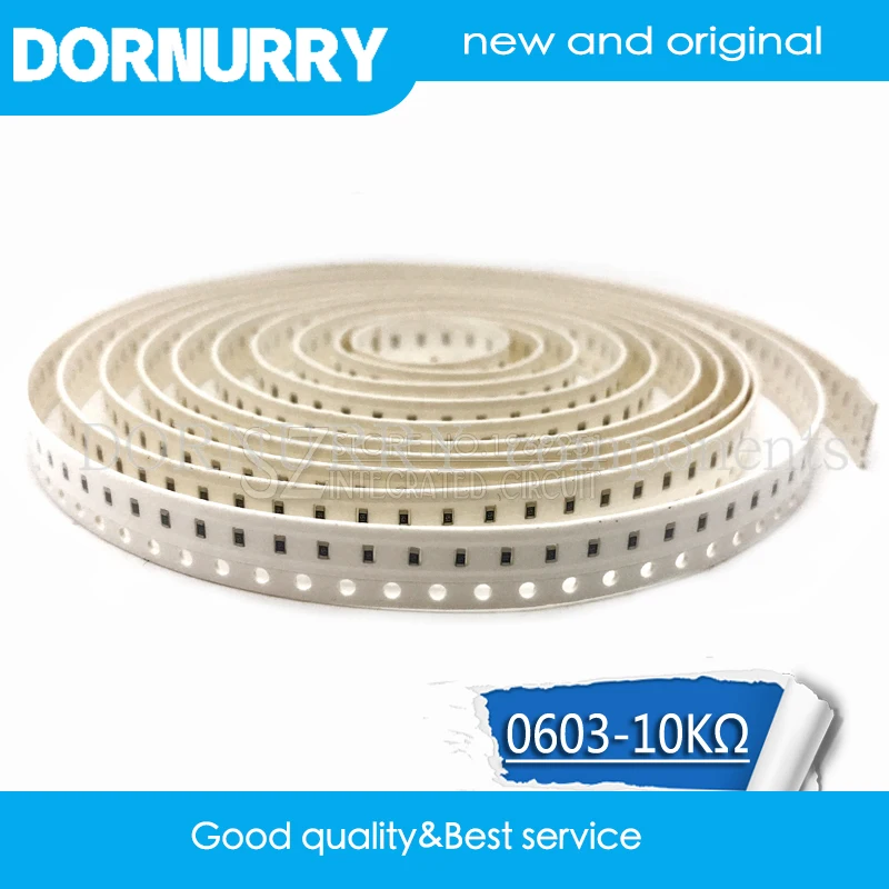 

300 шт. 0603 SMD резисторы Чип фиксированный резистор SMD Резистор 10K Ом 103 DORNURRY