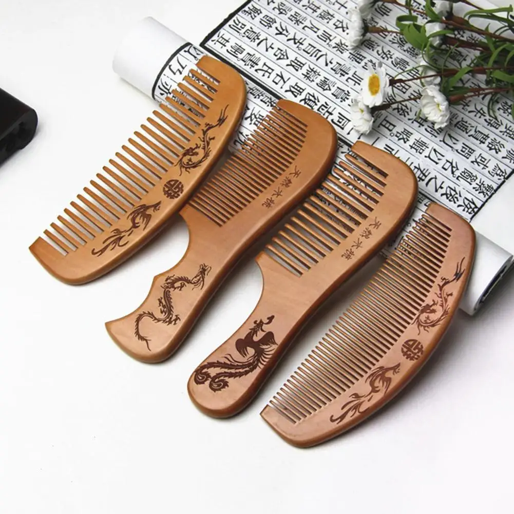 Антистатическая расческа из персикового дерева для массажа головы ухода за