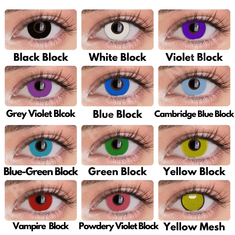

2pcs／Pair Circle Block Halloween Cosplay Colored Contact Lenses for Eyes Anime Lenses Colorful Contact Lenses for Eye Color Lens