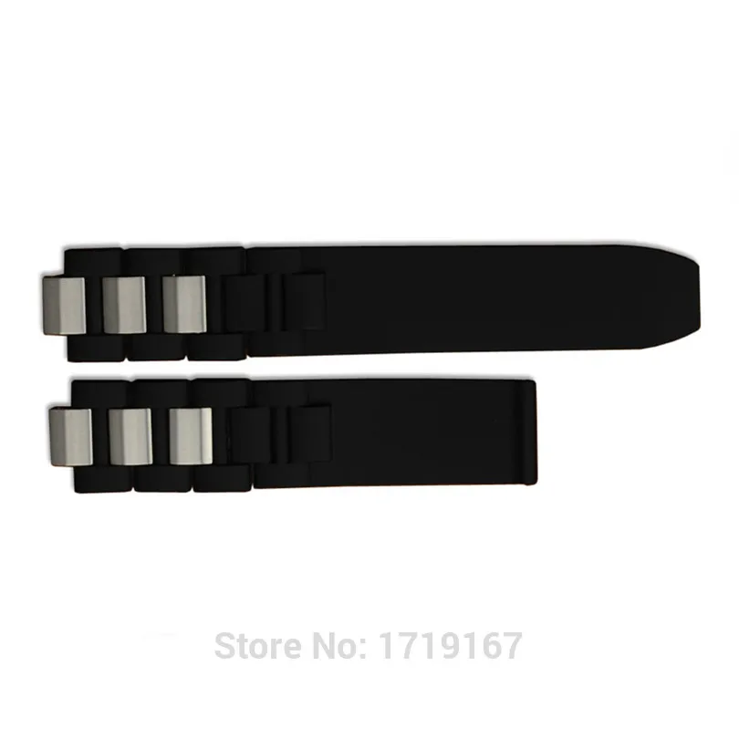 20 * 10 mm Silicone Rubber Watch Band Stainless steel Strap for Chronoscaph 21 Black