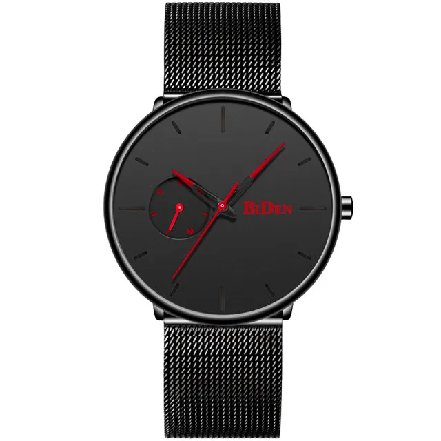 Color 1 Reloj Hombre BIDEN Top Brand Luxury Men Watches Waterproof Ultra Thin Date Wrist Watch Male Mesh Strap Casual Quartz Clock - Цвет: Color 1