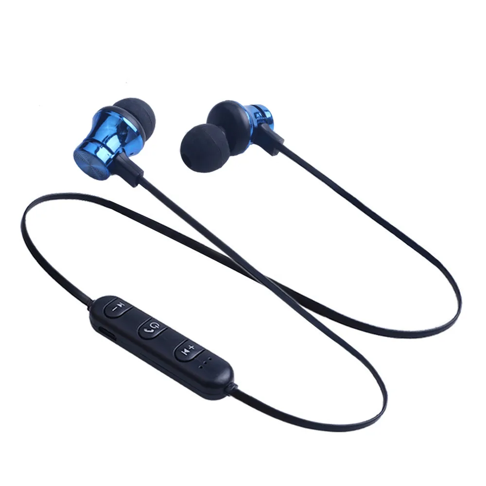 Тёмно-синий Беспроводные наушники, Bluetooth, наушники, магнитная гарнитура, с шейным ремешком, спортивные, для бега, Bluetooth, наушники для всех телефонов - Цвет: Тёмно-синий