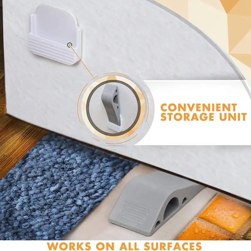 Door Stopper 2 Pack Set Premium Heavy Duty Stop Rubber Wedge with Decorative Storage Holder-Perfect Doorstop for Draft St | Обустройство