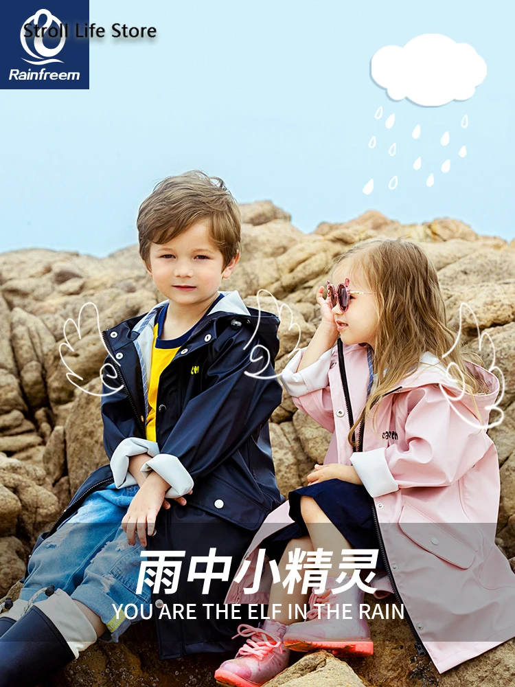 Водонепроницаемый милый длинный дождевик детская желтая и розовая дождевая