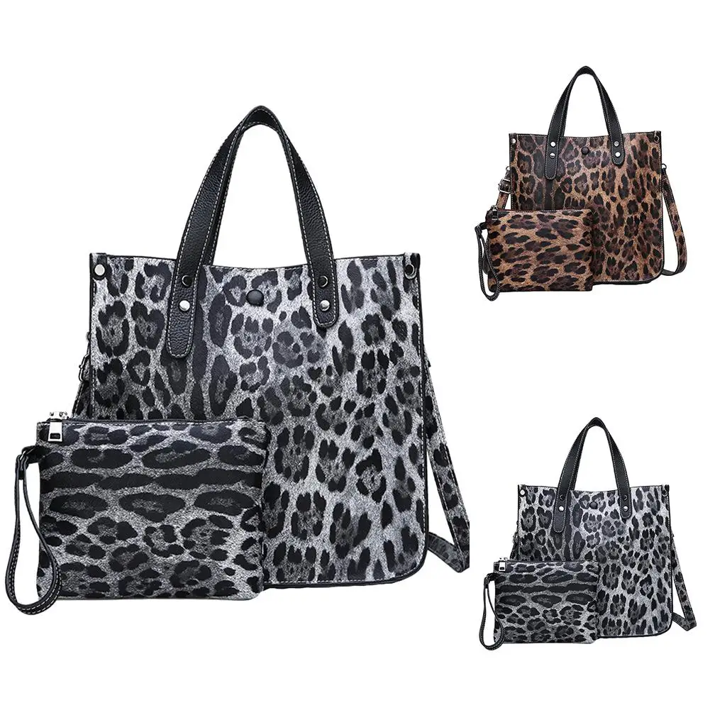 2 шт./компл. женские сумки через плечо с леопардовым принтом вместительная сумка