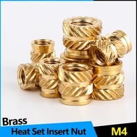 50pcs thread brass knurled inserts nut heat set insert nuts embed parts female pressed fit into holes for 3d printing m4
