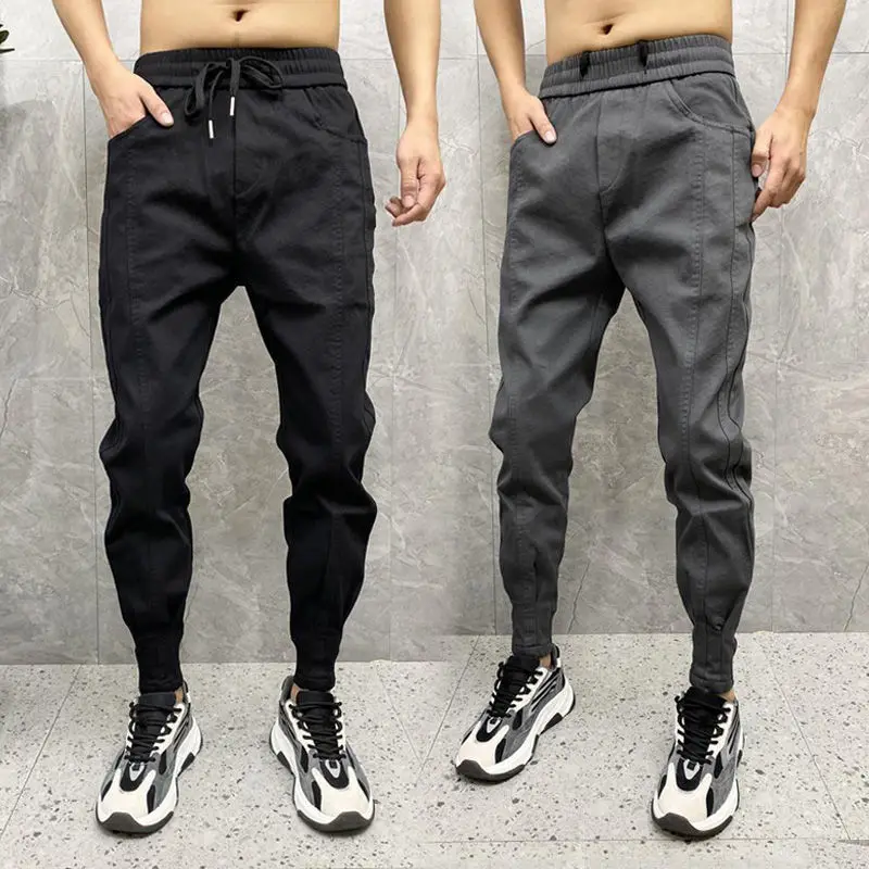 

Summer Korean Version New Solid Color Youth Nine-point Trousers Men's Slim Harem Pants Trousers Trend Trousers Japanese Fashion