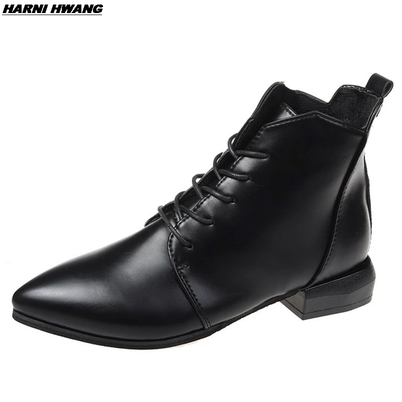 

Ladies Boots Autumn Fashion Pointed Toe Flat Heel Fashion Boots Leather Casual Ladies Shoes High Quality Light Luxury Flat Shoes