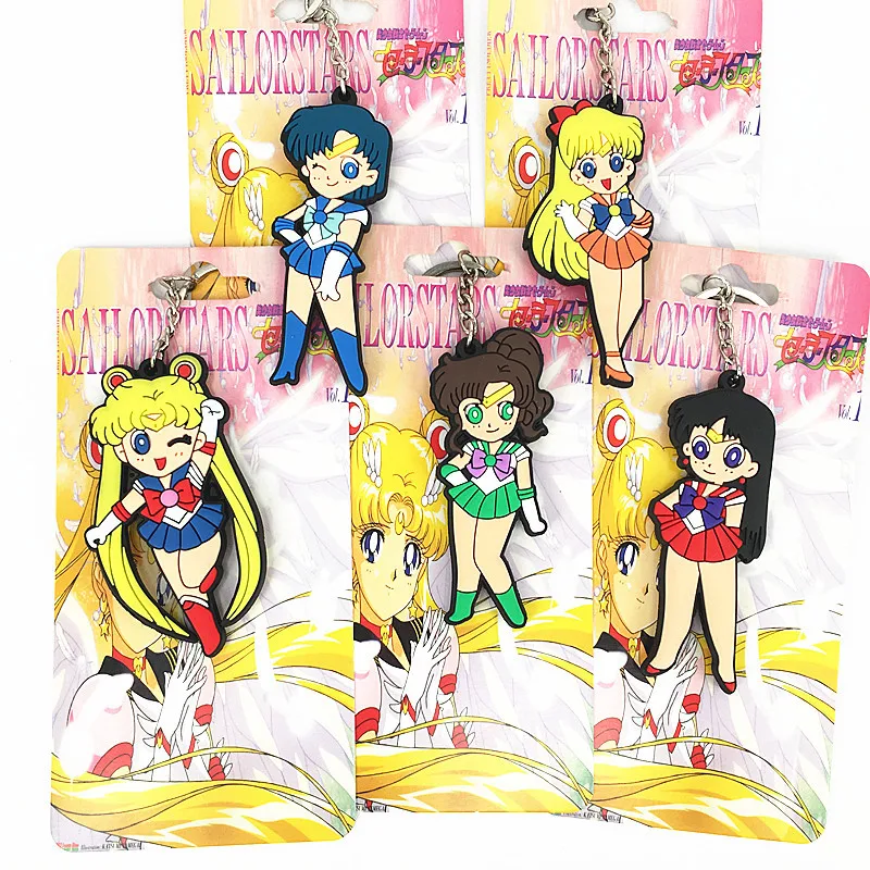

20pcs/Lot chaveiro Sailor Moon Jupiter Small Lady Venus Mercury plastic keychains double sided keychain key chain wholesale