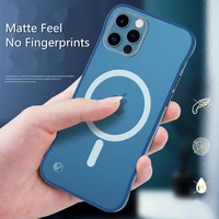 magnetic borderless case for iphone 12 pro max mini magsafing wireless charging frameless solid cover pc shell for iphone12