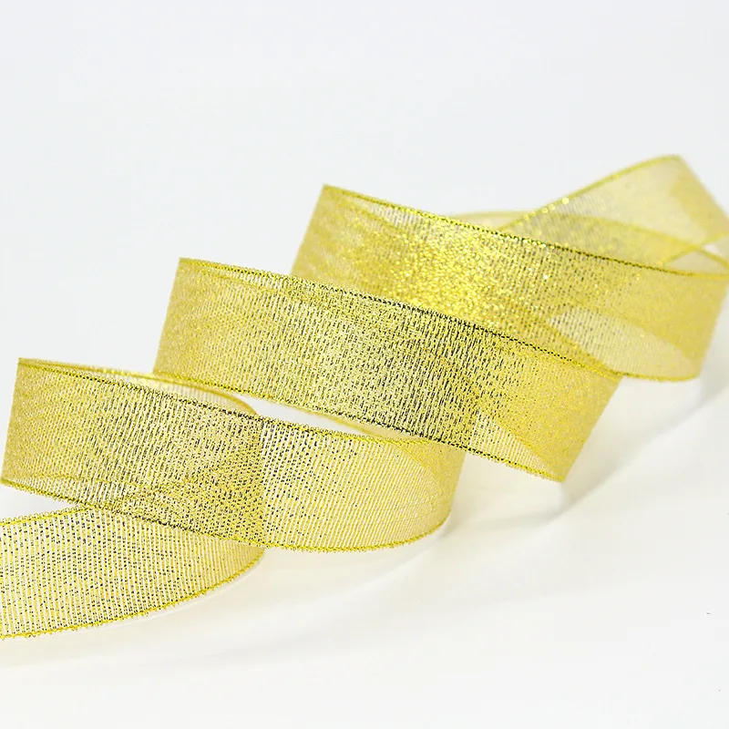 Золотая Серебряная лента 25 ярдов 22 м металлическая Блестящая для свадьвечерние