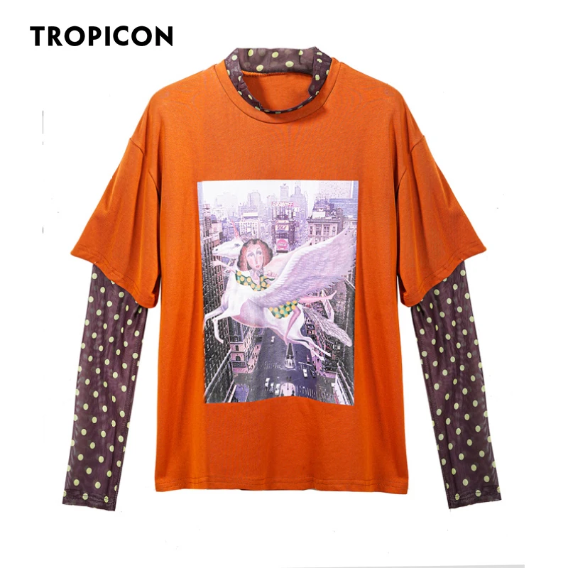 

Футболка женская с длинным рукавом и графическим принтом, 2 шт.