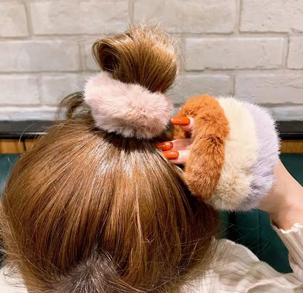 2019 New Winter Plush Scrunchies Women Girl Imitation Mink Elastic Hair Rubber Bands Accessories Tie Ring Holder Headdress |