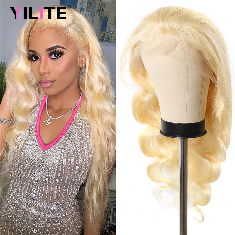 

613 Honey Blonde 13x4 Lace Frontal Human Hair Wig Pre Plucked 613 Blonde Color Body Wave Brazilian Remy Hair HD Lace Front Wig