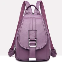 2021 vintage leather backpacks women shoulder bag travel backpack girls student school bags multifunctional preppy bookbag