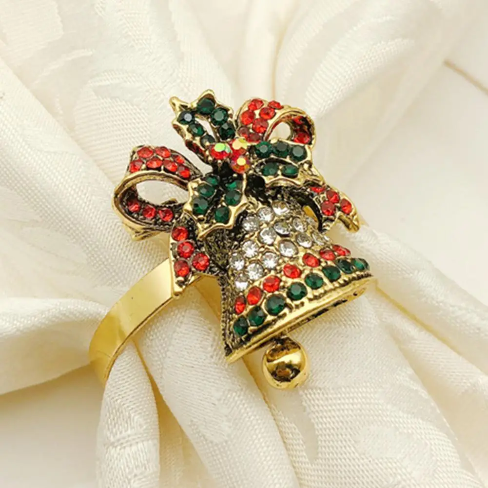 Пряжка для салфеток Отель Рождественские сани колокольчики Стразы Золотые