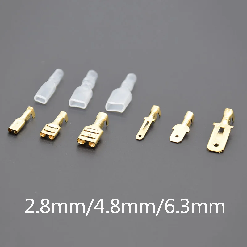 

100pcs/50pcs 2.8/4.8/6.3mm Spade Crimp Terminals Electrical Insulating Sleeve Wire Connector for 22-16 AWG 0.5mm2-1.5mm2
