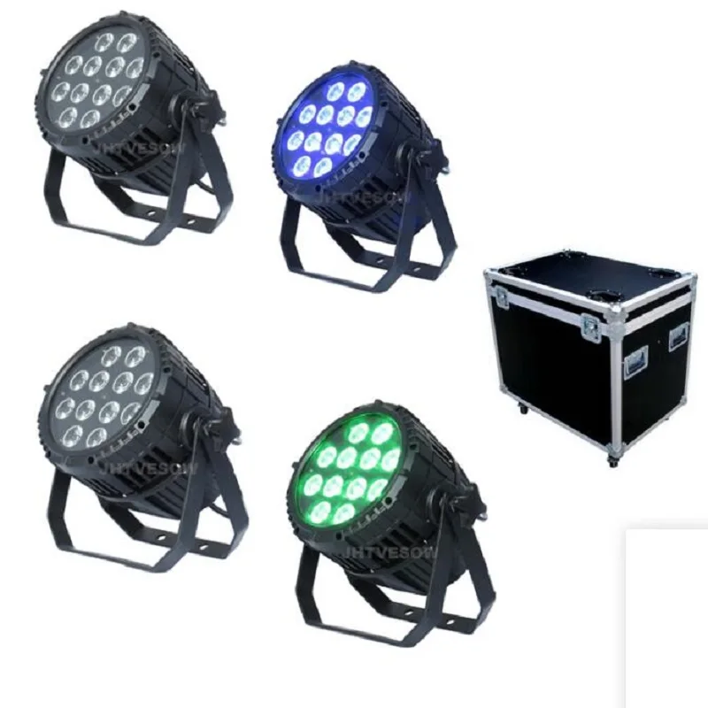 

4 шт. светильник f light Чехол 12x18 Вт ip65 led светильник 64 dmx512 6/10CH die-casting чехол dj par 64 led waterproof par 64