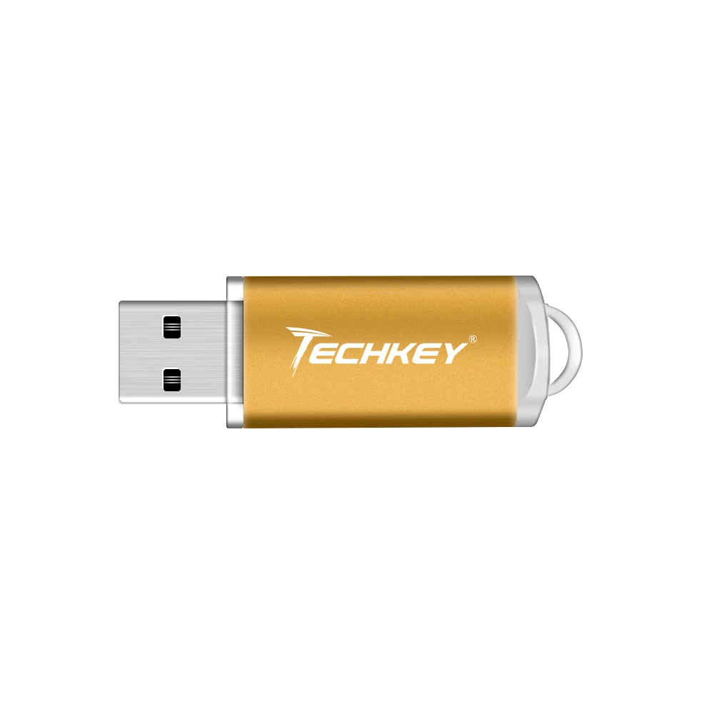 Techkey usb falsh drive 16 ГБ 32 ГБ 8 ГБ 4 ГБ флешка usb2.0 memory stick реальная емкость usb pen drive флешка usb cle - Цвет: gold