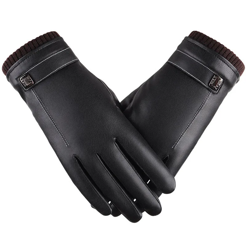 

Autumn and Winter Leather Gloves Female Touch Screen Thick Outdoor Riding Warm Students Wind Waterproof Gloves.
