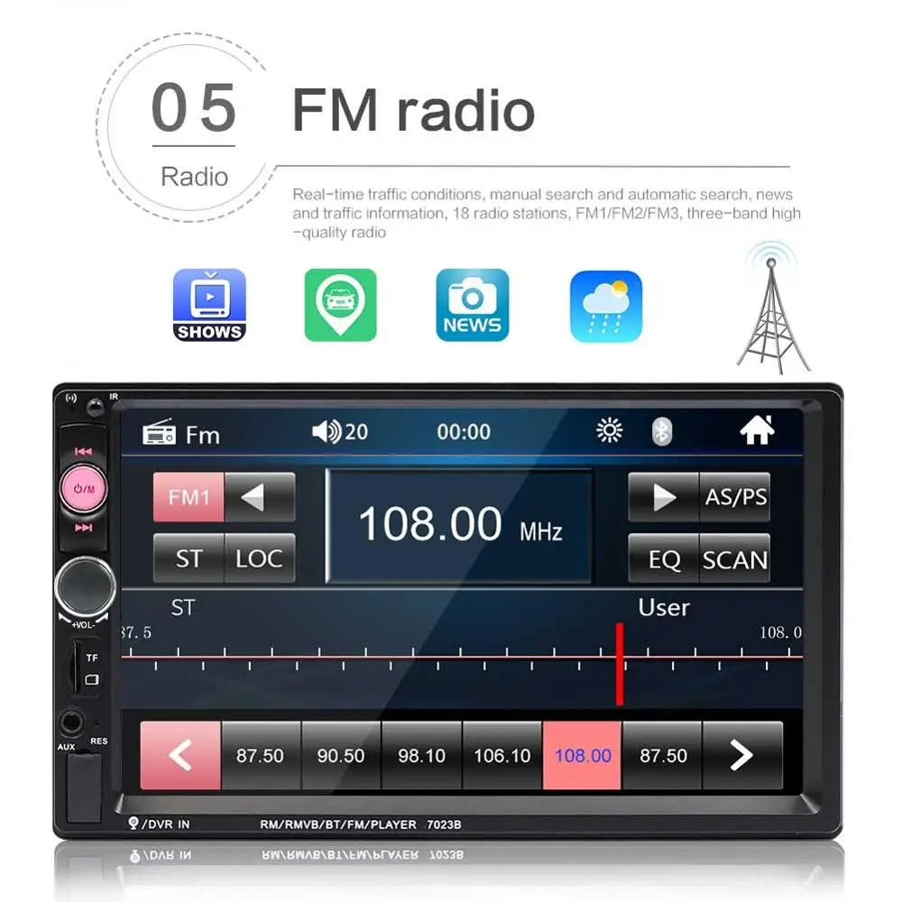 Bluetooth 2 Din Car Radio Multimedia Carplay Touch Screen Autoradio 7" Reverse Camera AUX SD Tuner Auto Audio MP5 Player | Автомобили