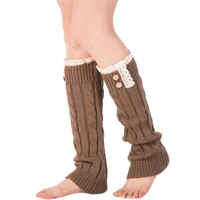 winter women long leg warmers knitted knee high stocking lady elastic boot topper socks leg cover sleeve