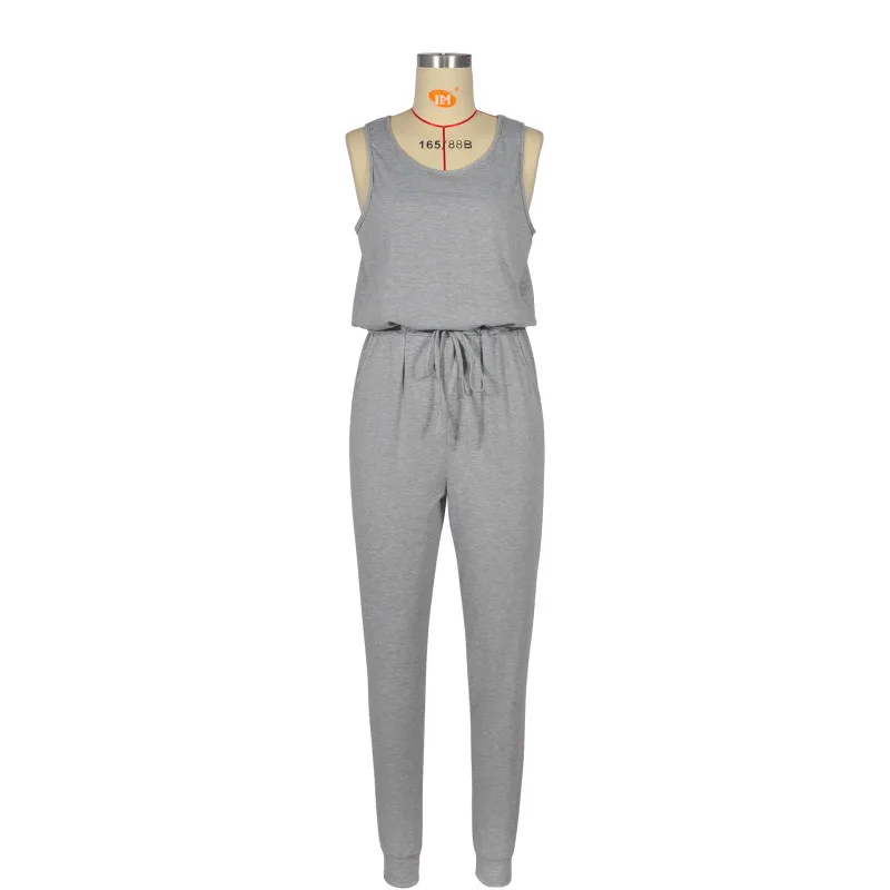 

Jumpsuits Summer Women Casual Sleeveless Jumpsuit Pockets Lace Up Femme Bodysuit Trousers Beach Overalls Multicolor Playsuit